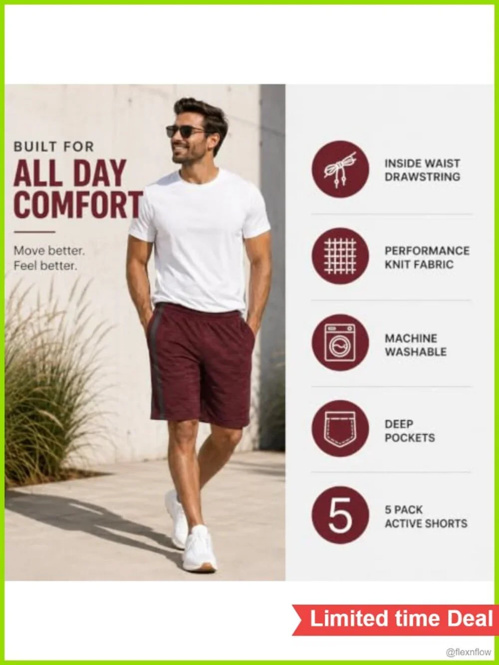 5 Pack Men's Athletic Quick-Dry Gym Shorts with Pockets